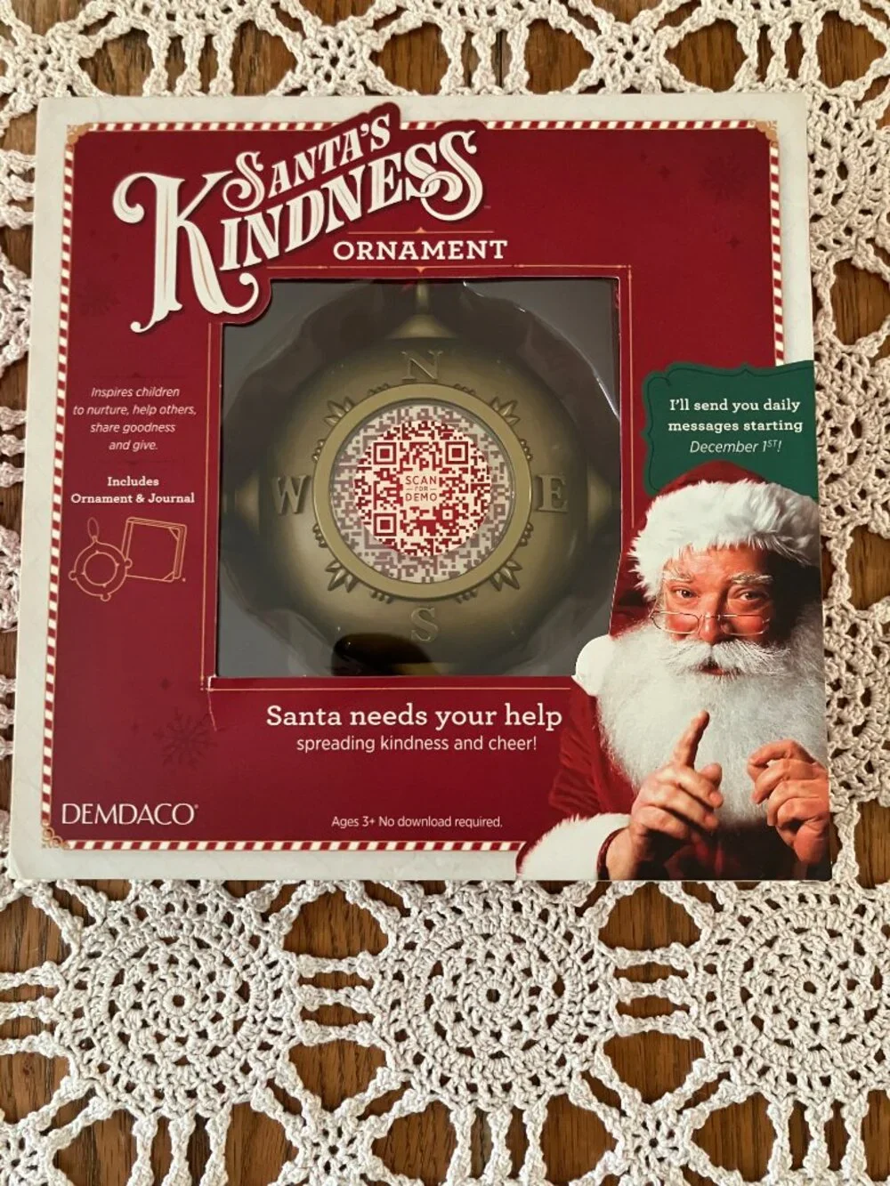 New 2022 Demdaco Santa’s Kindness Ornament with Journal